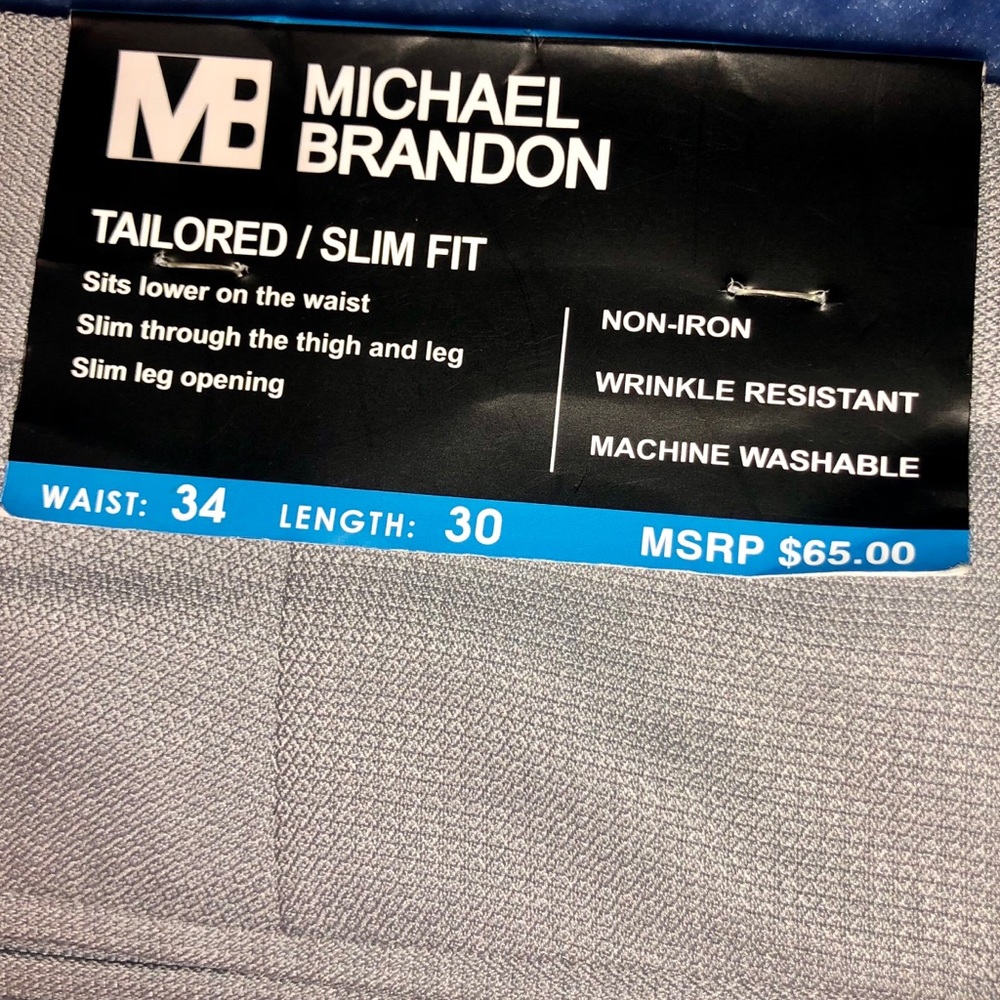 NWT-MICHAEL BRANDON MENS GRAY SLACKS